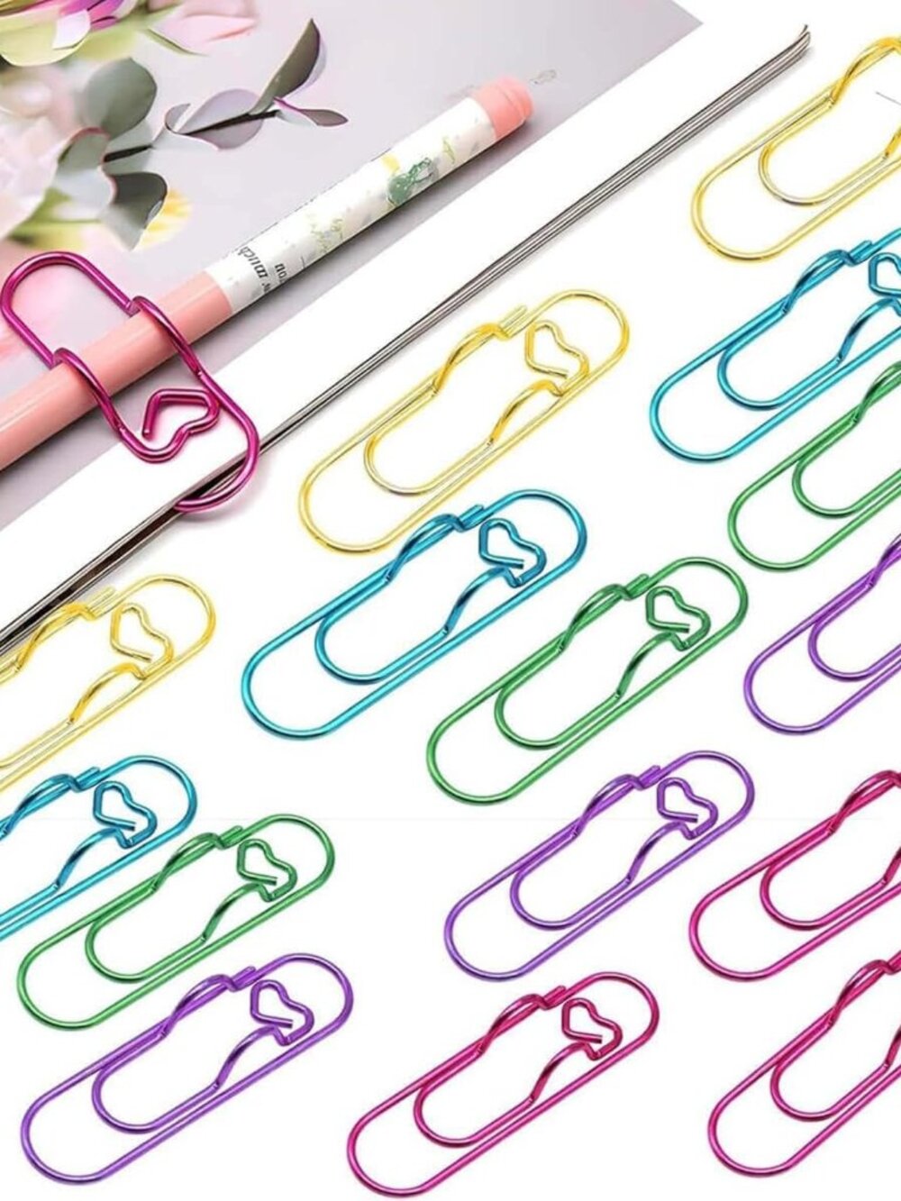 15PCS Paper Clip Pen Holder for Notebook, Metal Pen Clip Holder